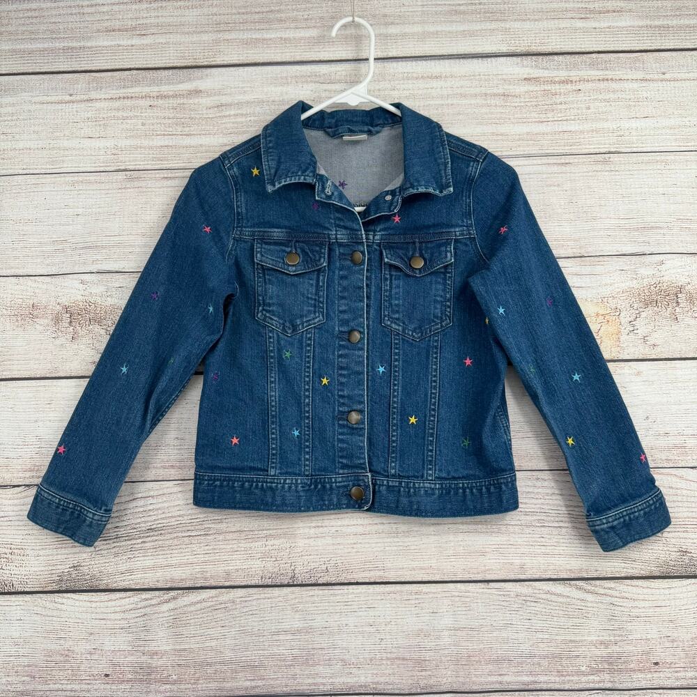 Hanna Andersson Star Embroidered Jean Jacket Youth Girls 10 Blue Medium Wash